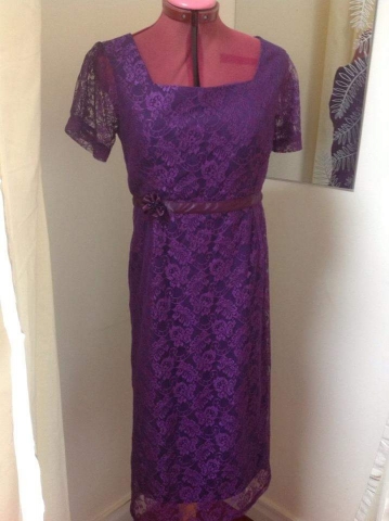 dressmaking purple lace dress